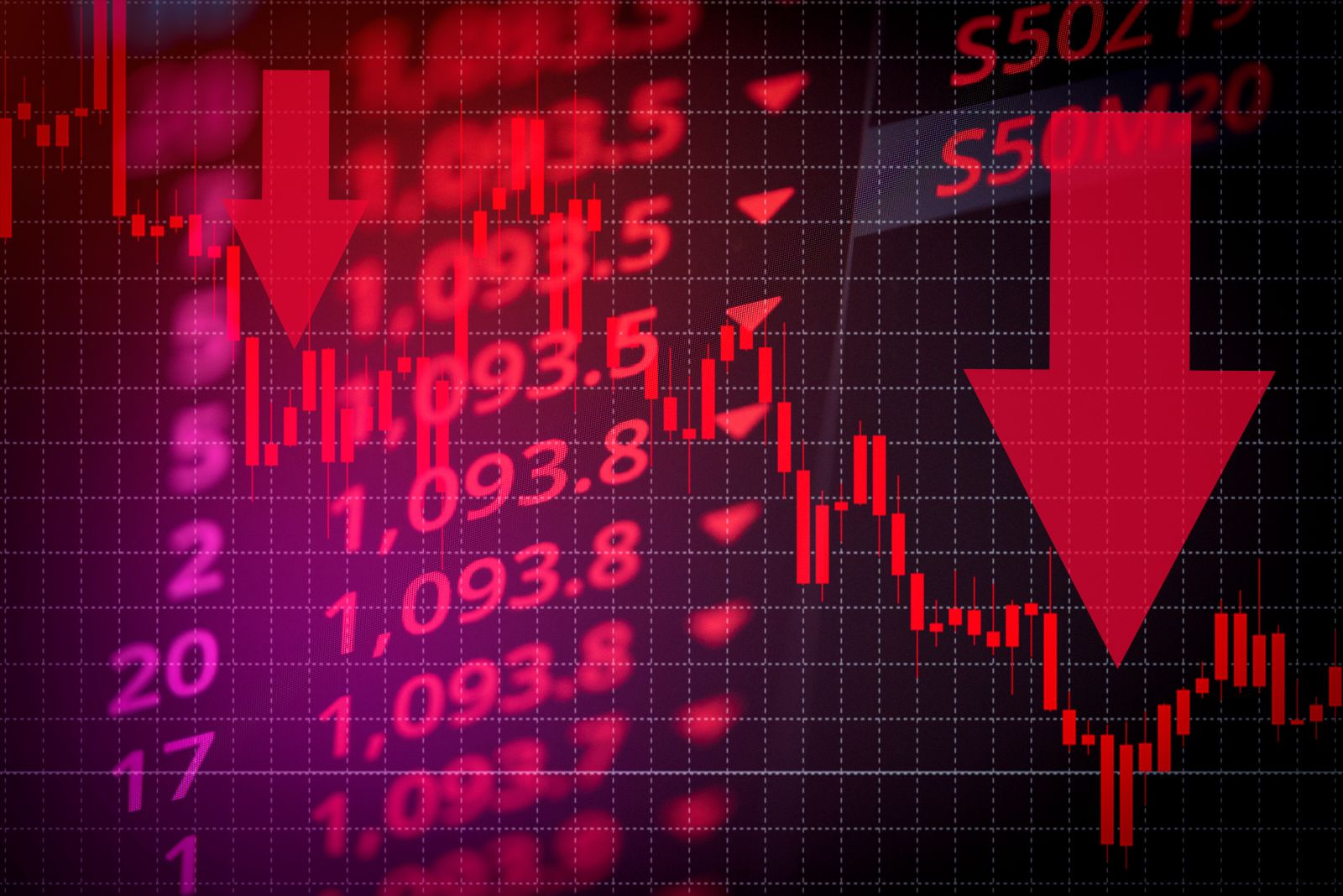 Stock crash red market down by Bigc Studio via Shutterstock