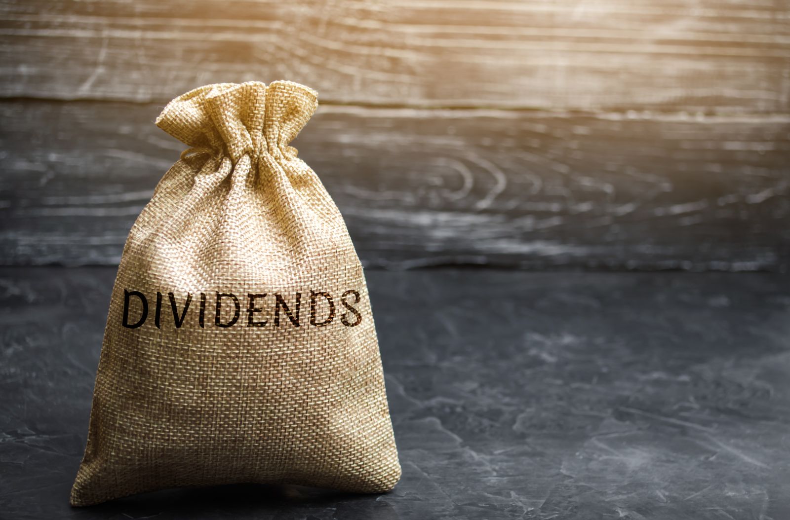 Dividends - Money bag with the word Dividends by Andrii Yalanskyi via Shutterstock