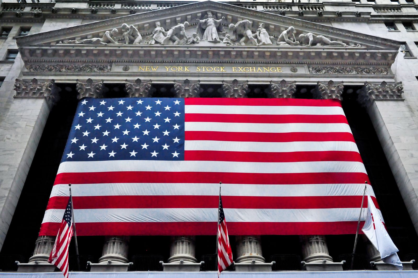 American flag on NY Stock Exchange by Chameleonseye via iStock