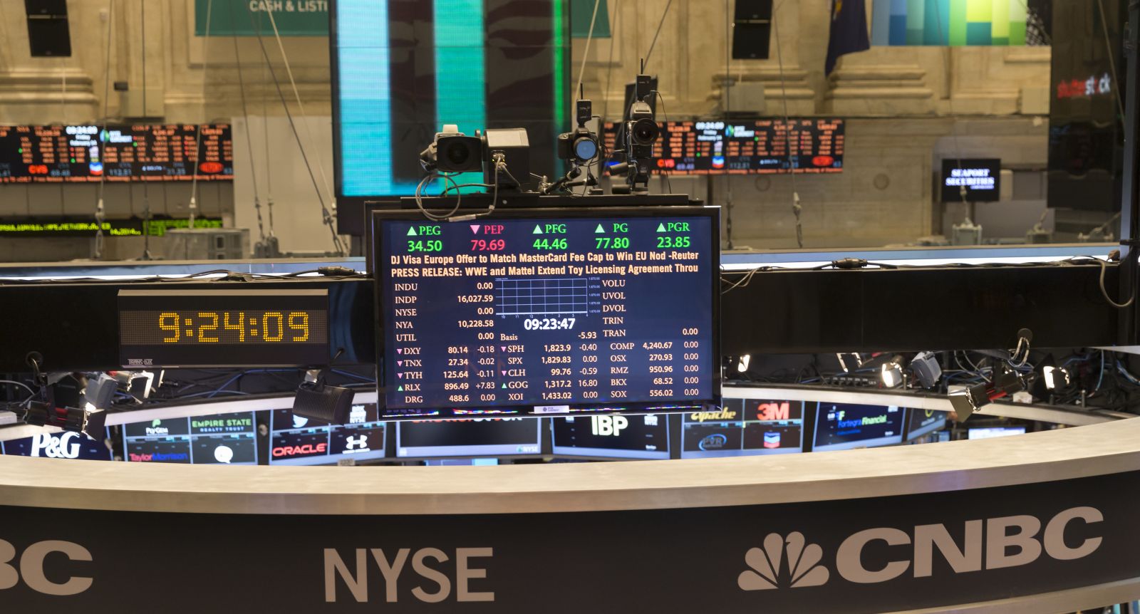 View 2 of the trading floor of New York Stock Exchange by Lev Radin via Shutterstock