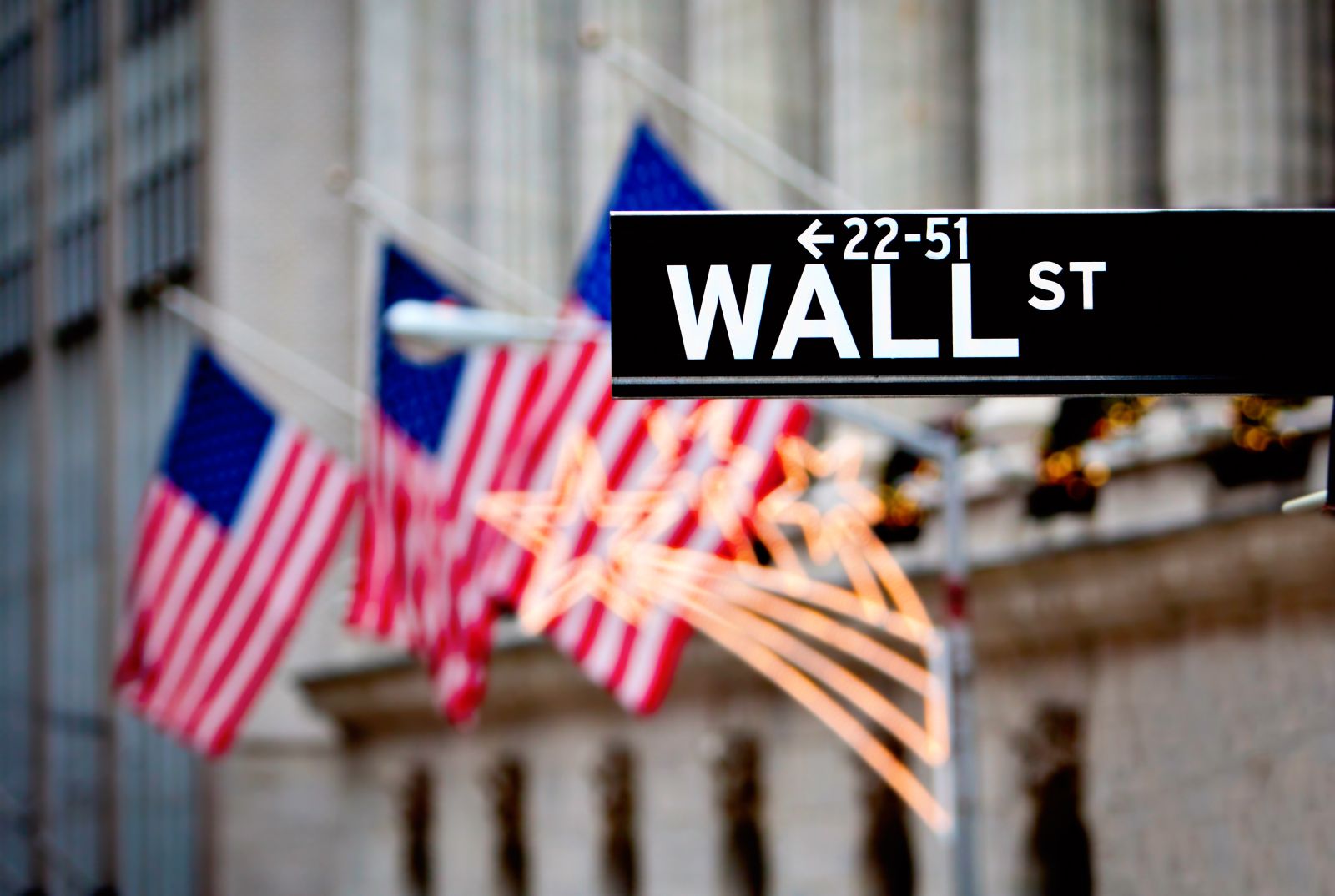 Wall Street - Wall street sign in New York with New York Stock Exchange background by Stuart Monk via Shutterstock