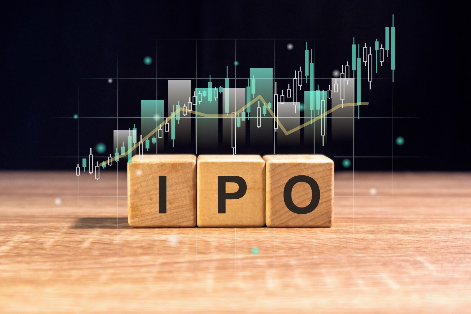 Wooden blocks with the word IPO and virtual stock graph_ Image by fadfebrian via Shutterstock_