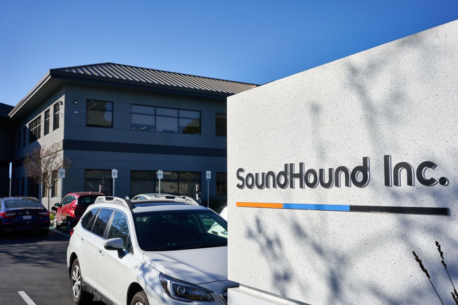 A corporate sign for SoundHound by Tada Images via Shutterstock