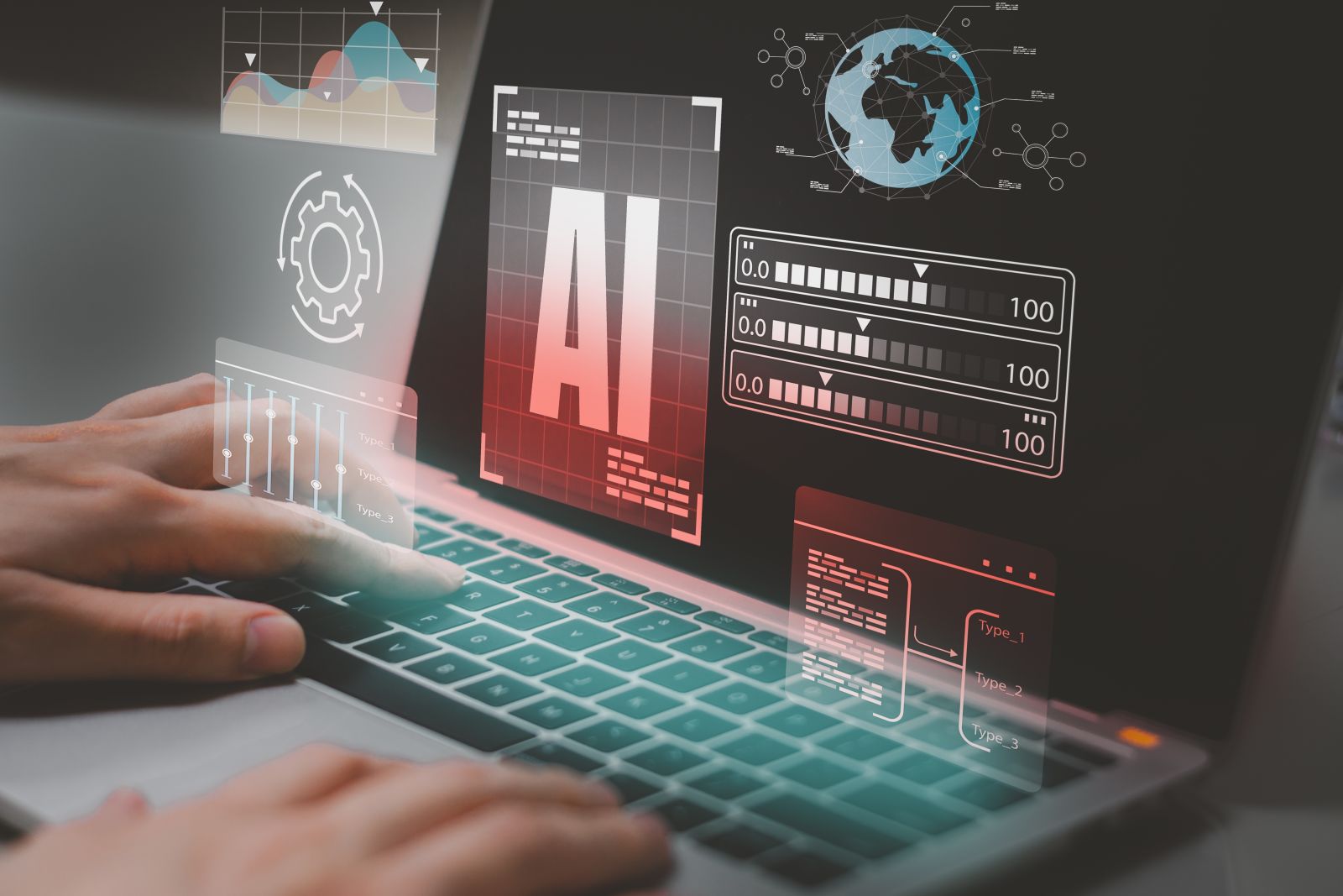 AI engineer working on laptop by ART STOCK CREATIVE via Shutterstock