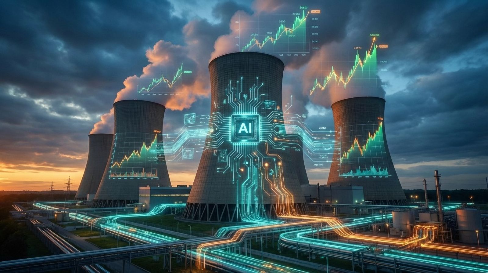 Nuclear energy powering AI data centers via Shutterstock AI