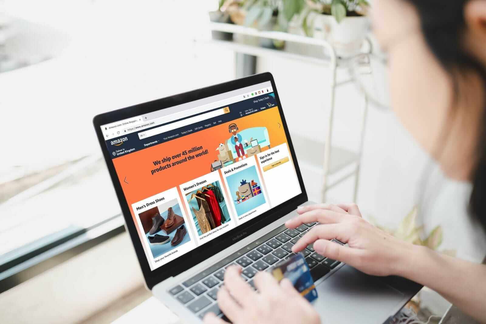 Amazon shopping page on computer by Thaspol Sangsee via Shutterstock