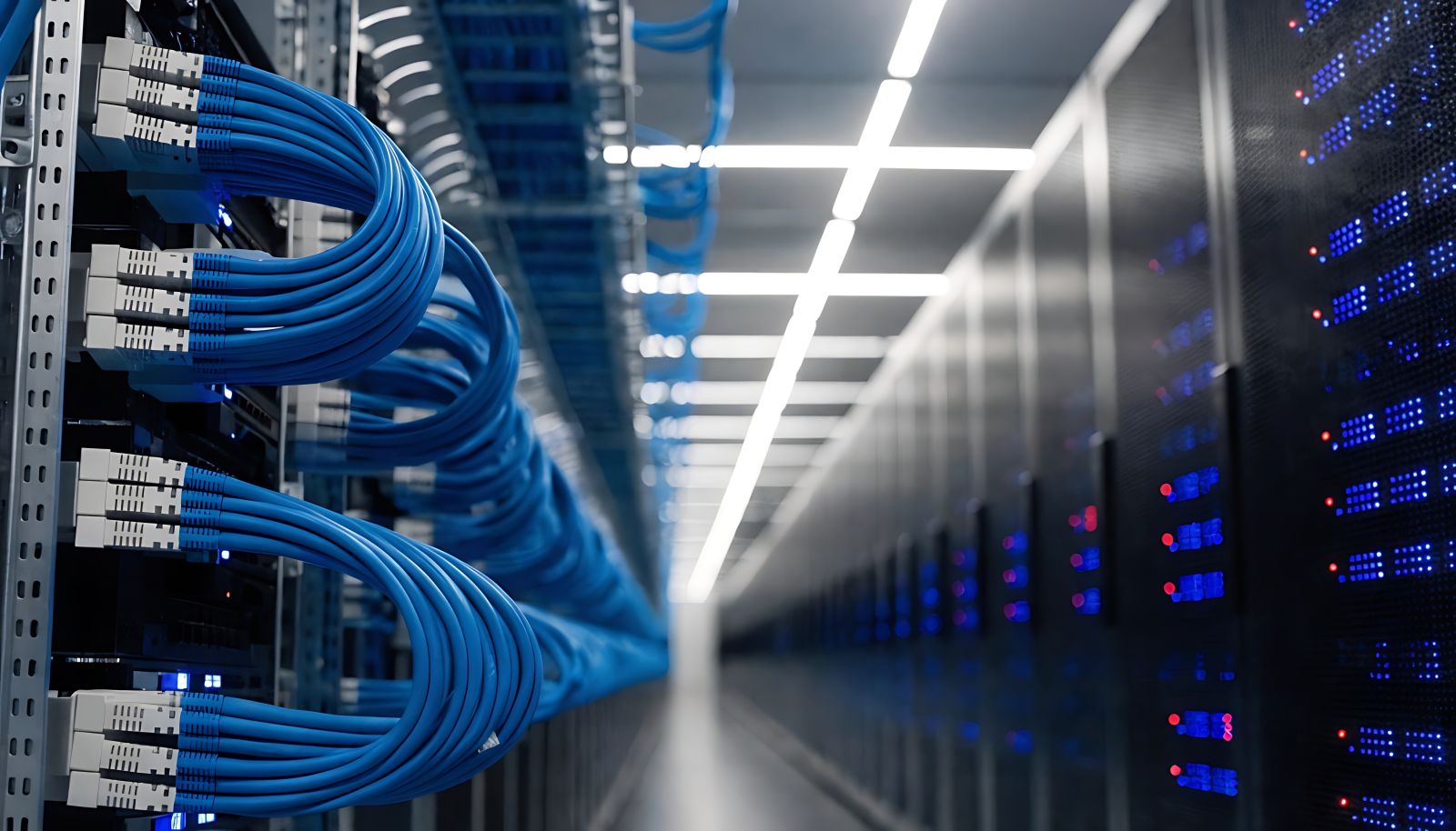 Network cables in an enterprise data center server room by Hisham Abrar via Adobe Stock