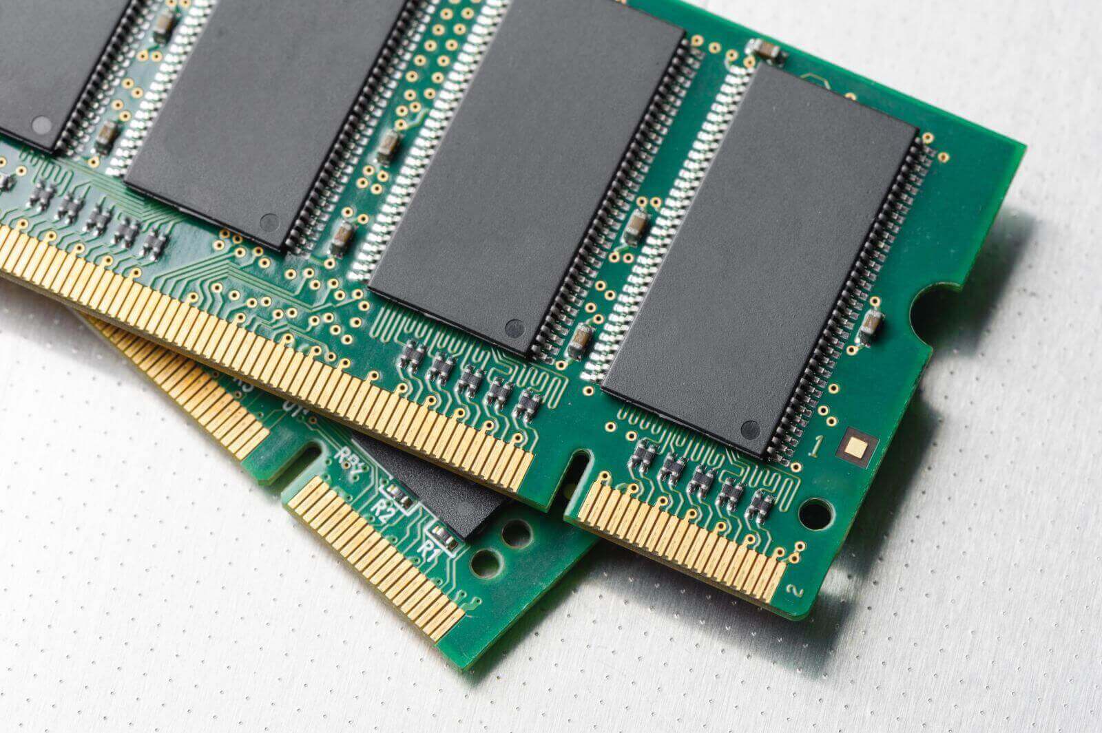 Semicondutors - closeup details of computer memory (RAM)