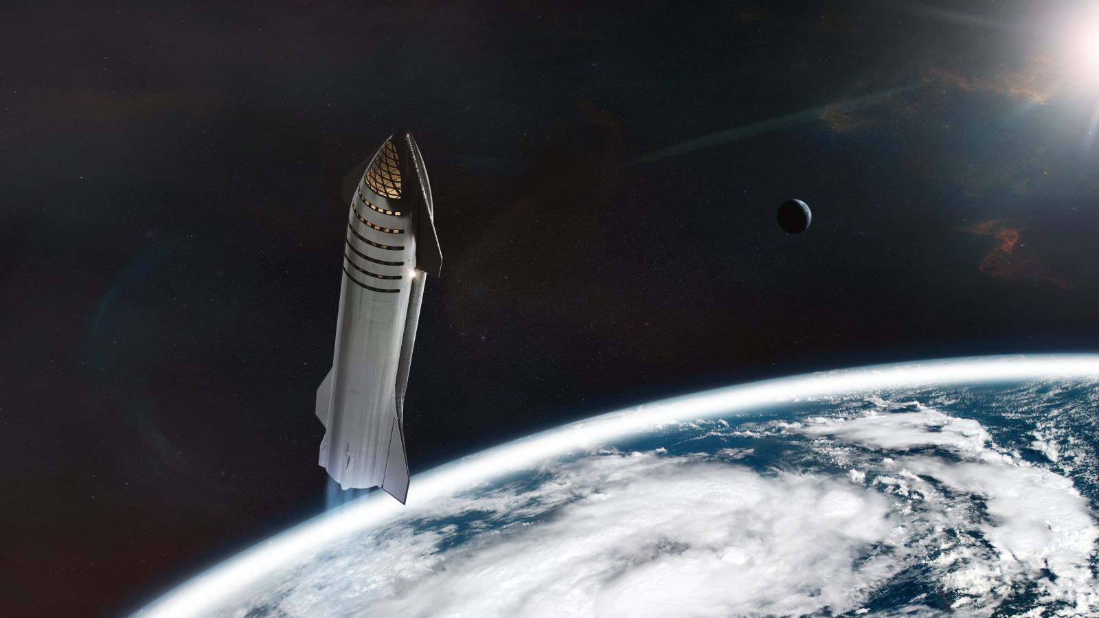 Heavy Starship in low-Earth orbit by Paopano via Shutterstock