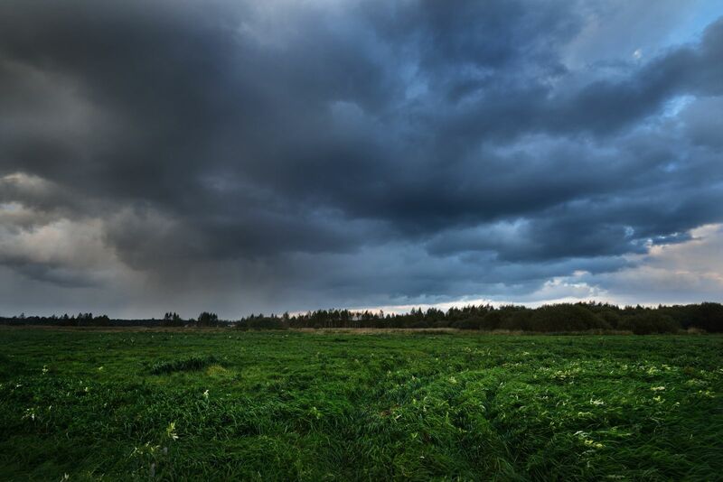 Weather - storm clouds over open fields